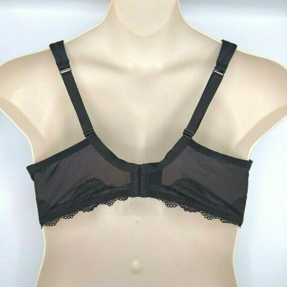 Cacique Lane Bryant Womens Bra Smooth Satin Full Coverage with Lace 42F Black - Picture 5 of 10